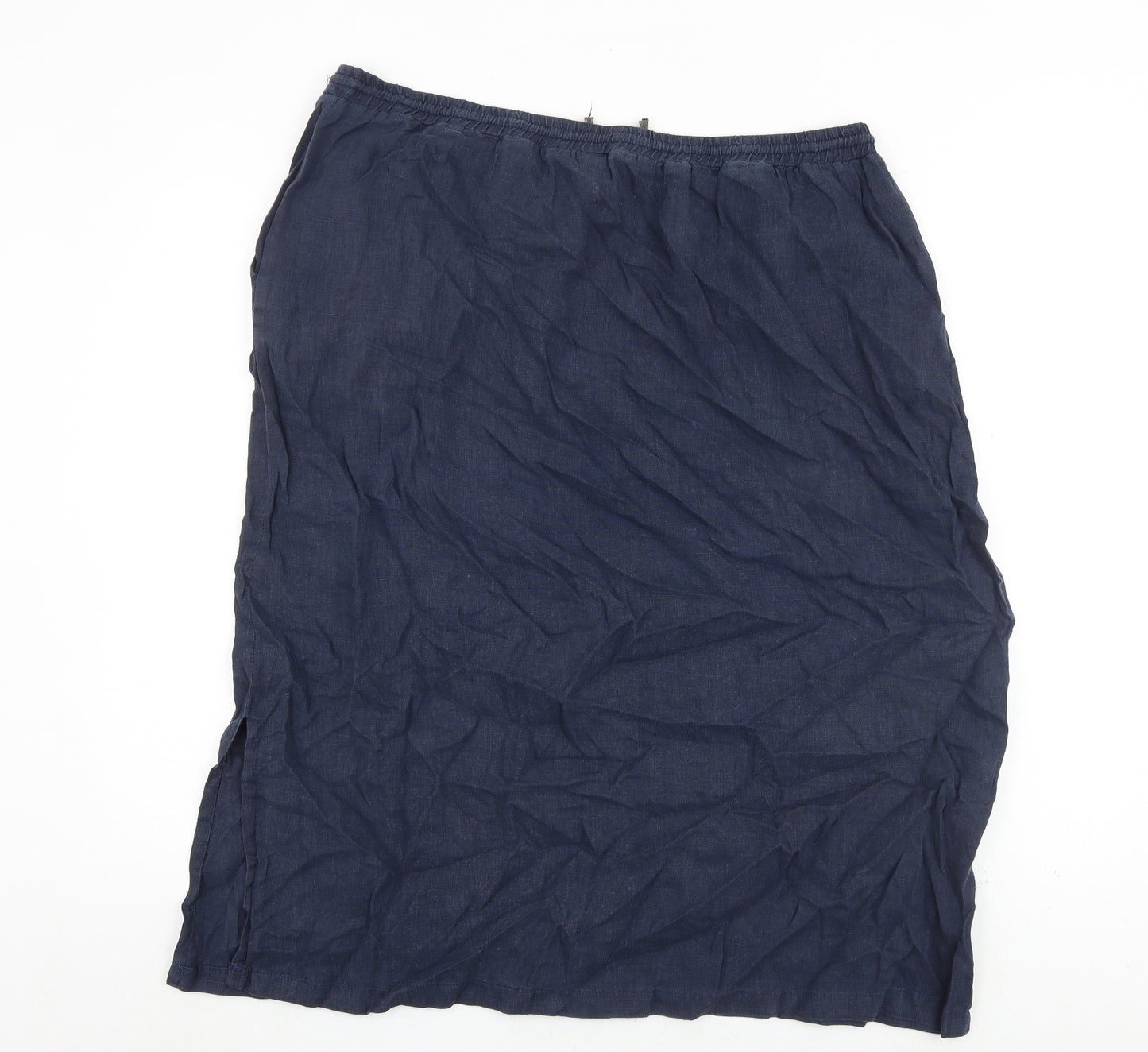 Laura Ashley Womens Blue Linen A-Line Skirt Size 36 in Tie