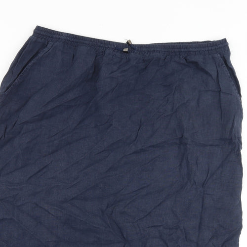 Laura Ashley Womens Blue Linen A-Line Skirt Size 36 in Tie
