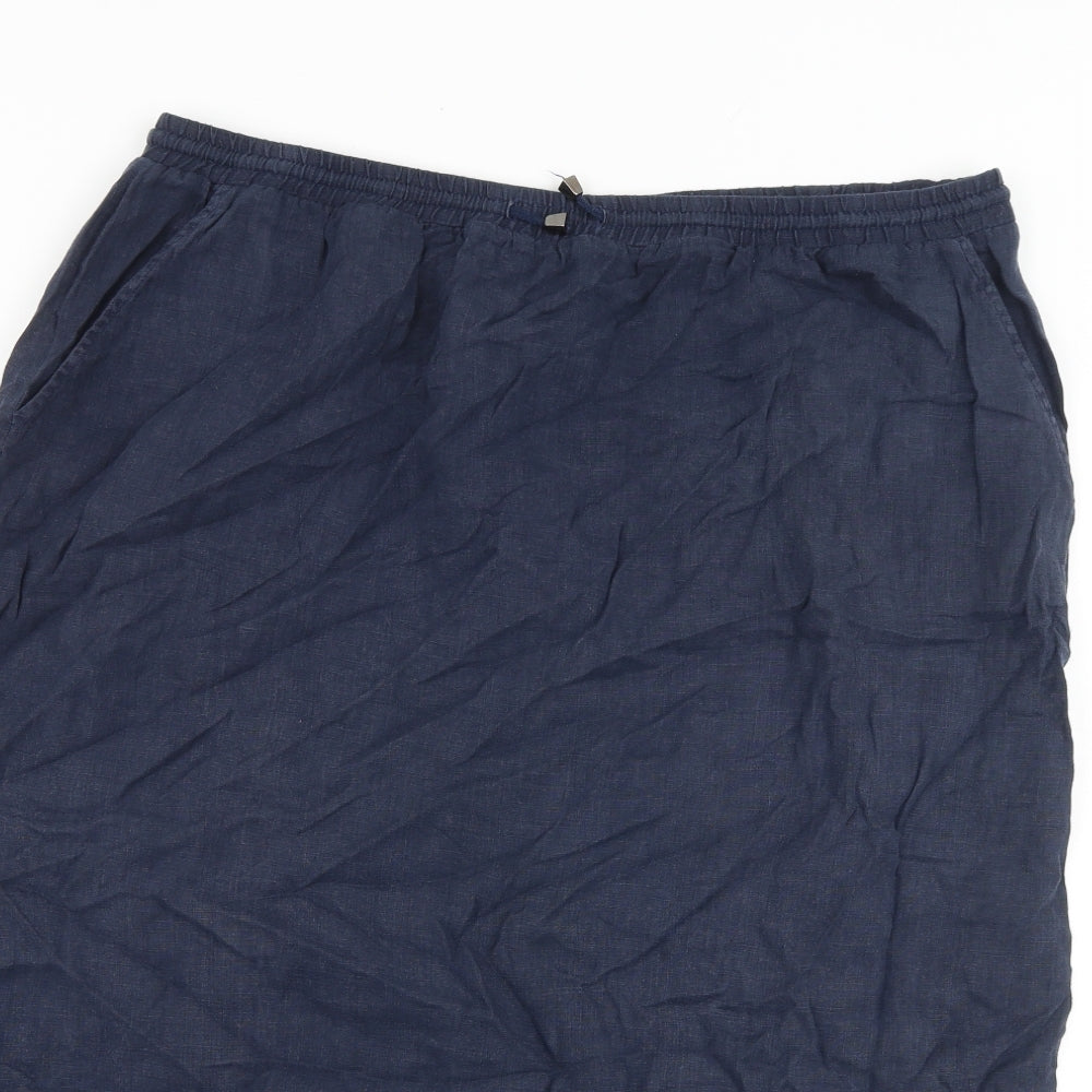 Laura Ashley Womens Blue Linen A-Line Skirt Size 36 in Tie