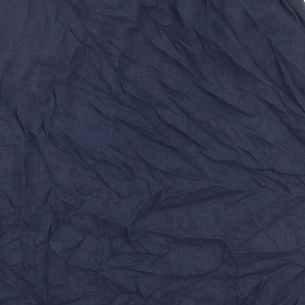 Laura Ashley Womens Blue Linen A-Line Skirt Size 36 in Tie