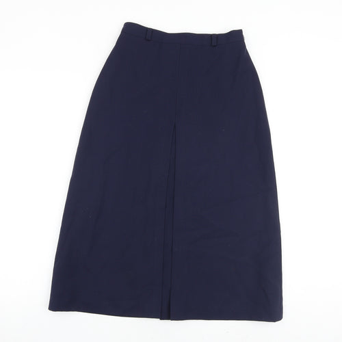 St Michael Womens Blue Polyester Flare Skirt Size 10 Zip