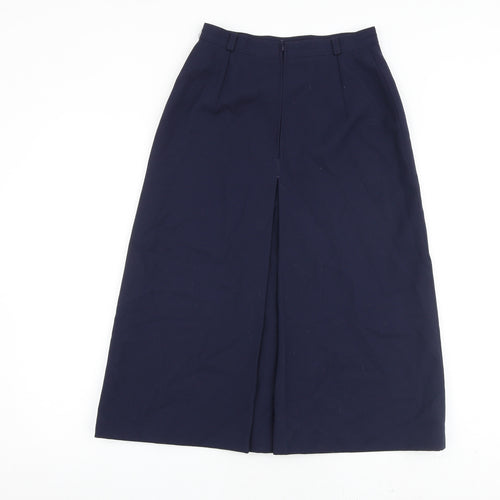 St Michael Womens Blue Polyester Flare Skirt Size 10 Zip
