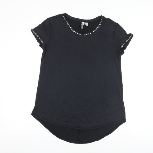 H&M Womens Grey Polyester Basic T-Shirt Size S Round Neck