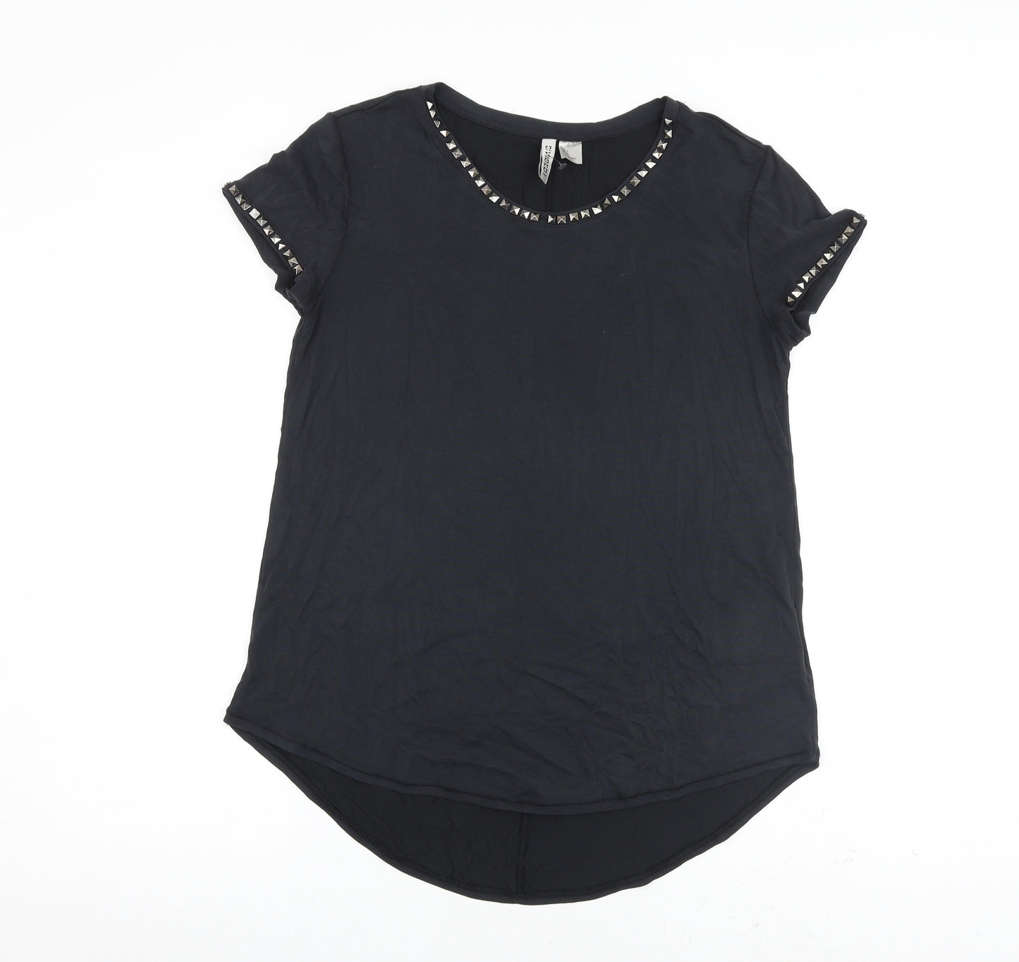 H&M Womens Grey Polyester Basic T-Shirt Size S Round Neck