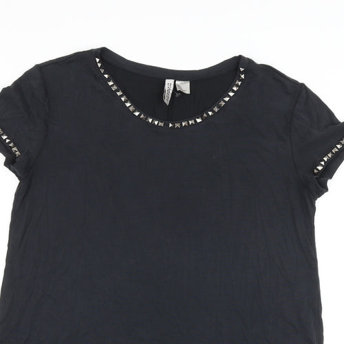 H&M Womens Grey Polyester Basic T-Shirt Size S Round Neck