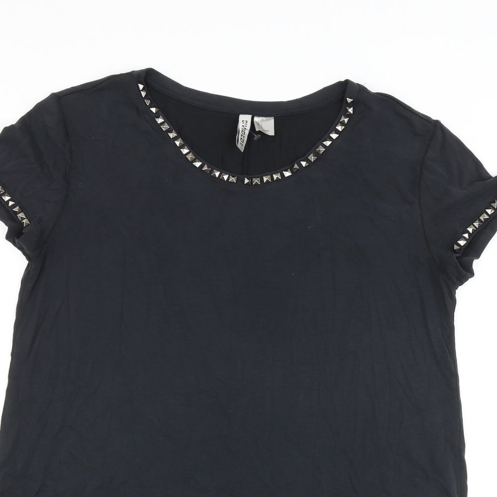 H&M Womens Grey Polyester Basic T-Shirt Size S Round Neck