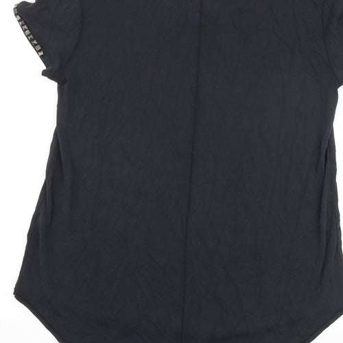 H&M Womens Grey Polyester Basic T-Shirt Size S Round Neck