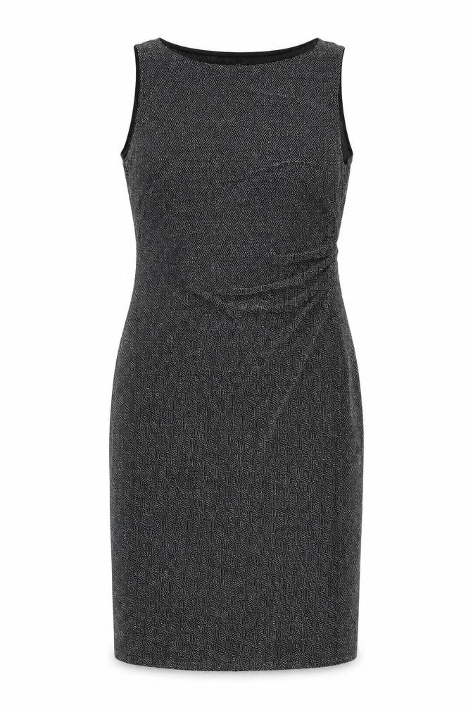 Front view of IZABEL LONDON women’s black nylon a-line, size UK 16, round neck pullover