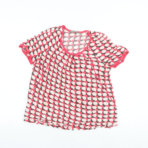 Sandwich Womens Multicoloured Geometric Viscose Basic T-Shirt Size 8 Round Neck