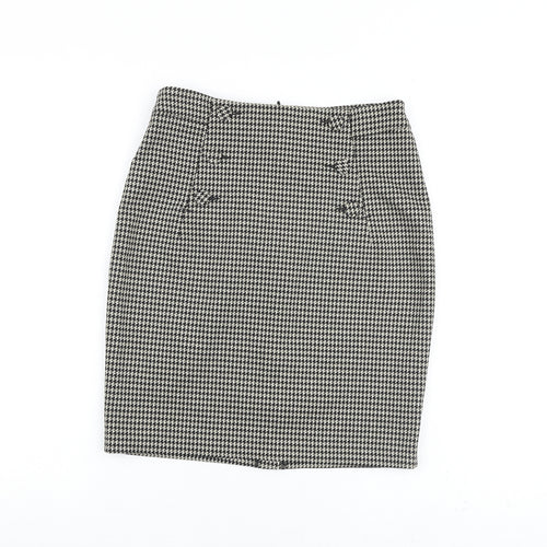 H&M Womens Black Geometric Polyester A-Line Skirt Size 8 Zip