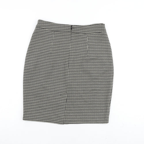 H&M Womens Black Geometric Polyester A-Line Skirt Size 8 Zip