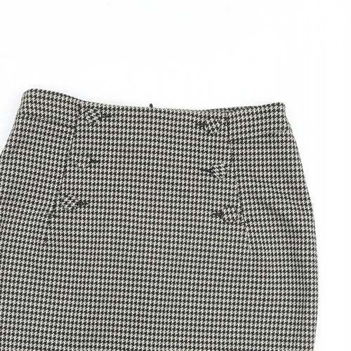 H&M Womens Black Geometric Polyester A-Line Skirt Size 8 Zip