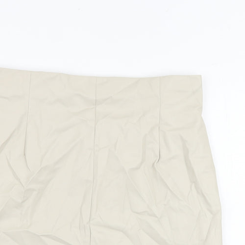 H&M Womens Beige Polyurethane A-Line Skirt Size 14 Zip