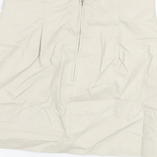 H&M Womens Beige Polyurethane A-Line Skirt Size 14 Zip