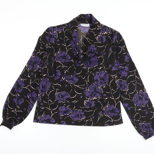 Nightingales Womens Brown Floral Polyester Basic Blouse Size 10 V-Neck