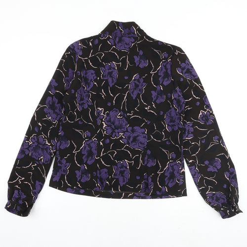 Nightingales Womens Brown Floral Polyester Basic Blouse Size 10 V-Neck
