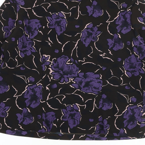 Nightingales Womens Brown Floral Polyester Basic Blouse Size 10 V-Neck