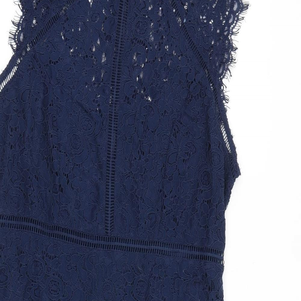 Blue Vanalla Womens Blue Polyester A-Line Size 12 Round Neck Zip