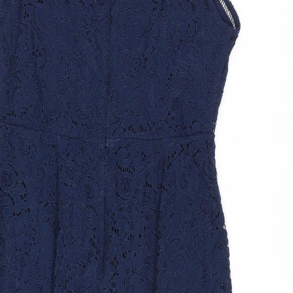 Blue Vanalla Womens Blue Polyester A-Line Size 12 Round Neck Zip