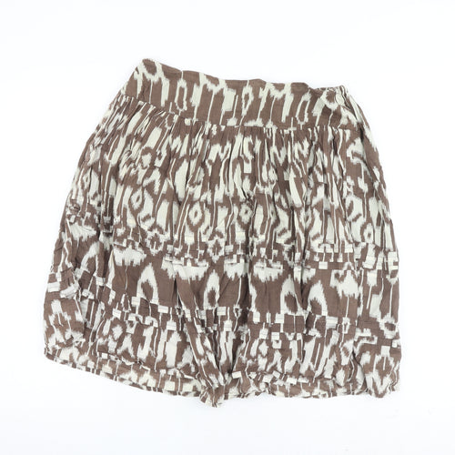 Kush Womens Brown Geometric Cotton A-Line Skirt Size 12 Zip