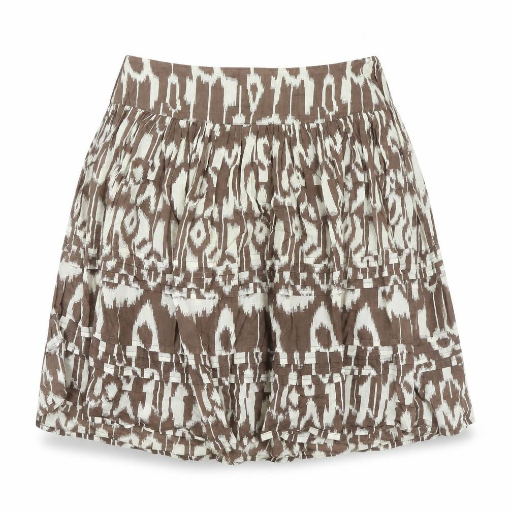 Kush Womens Brown Geometric Cotton A-Line Skirt Size 12 Zip