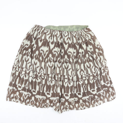 Kush Womens Brown Geometric Cotton A-Line Skirt Size 12 Zip