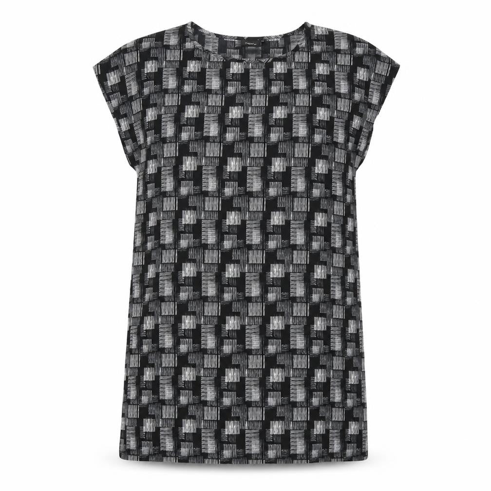 Front view of Next women’s black geometric polyester a-line, size UK 14, round neck pullover