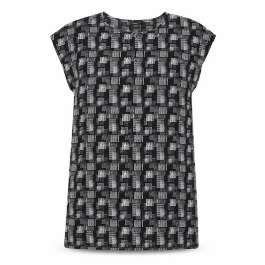 Front view of Next women’s black geometric polyester a-line, size UK 14, round neck pullover