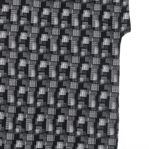 NEXT Womens Black Geometric Polyester A-Line Size 14 Round Neck Pullover