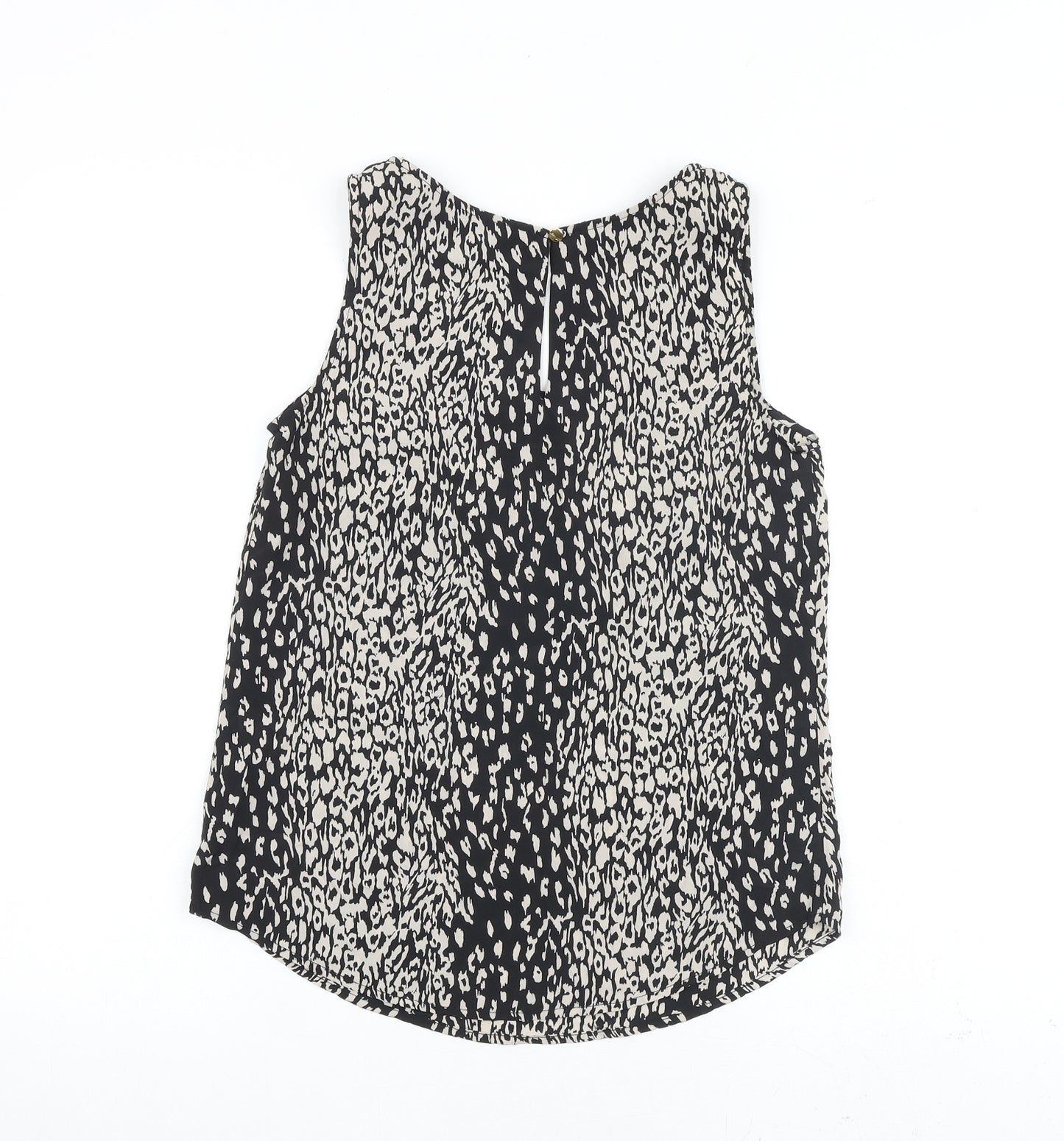 Oasis Womens Black Animal Print Polyester Basic Tank Size 8 Round Neck