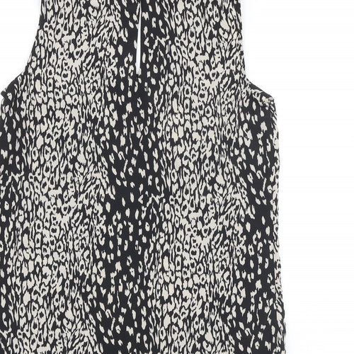 Oasis Womens Black Animal Print Polyester Basic Tank Size 8 Round Neck