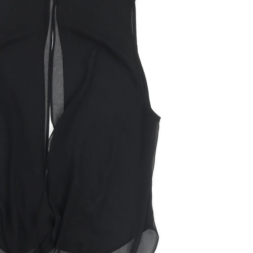 Topshop Womens Black Polyester Basic Blouse Size 8 Round Neck