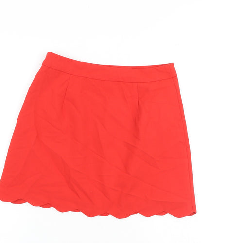 ASOS Womens Red Polyester A-Line Skirt Size 10 Zip