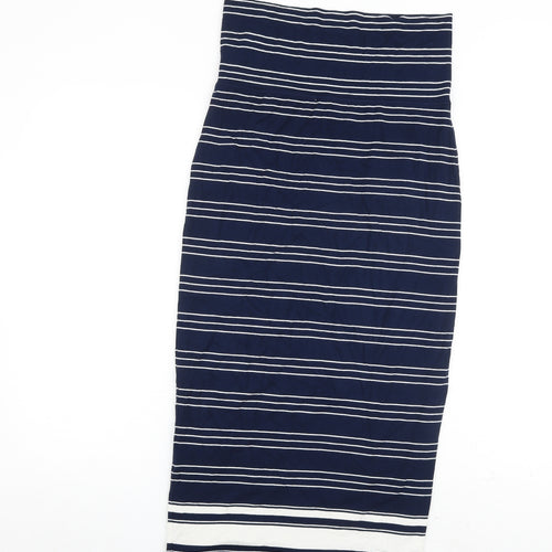 Max Studio Womens Blue Striped Viscose A-Line Size S Off the Shoulder Pullover