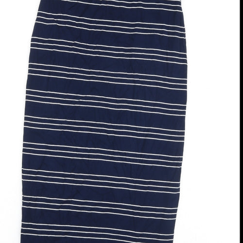 Max Studio Womens Blue Striped Viscose A-Line Size S Off the Shoulder Pullover