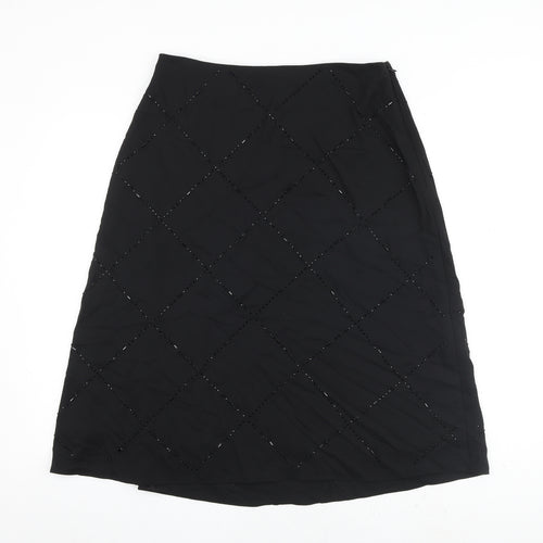H&M Womens Black Polyester Flare Skirt Size 14 Zip