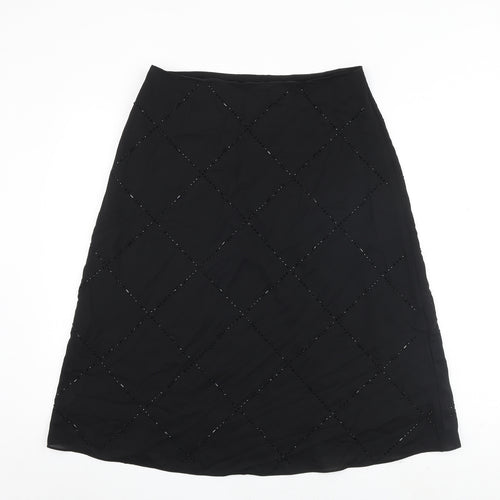 H&M Womens Black Polyester Flare Skirt Size 14 Zip