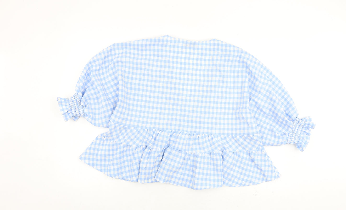 ASOS Womens Blue Check Polyester Basic Blouse Size 10 V-Neck