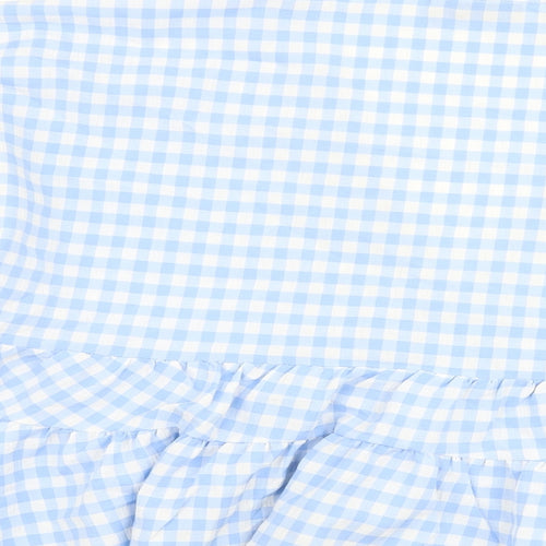 ASOS Womens Blue Check Polyester Basic Blouse Size 10 V-Neck