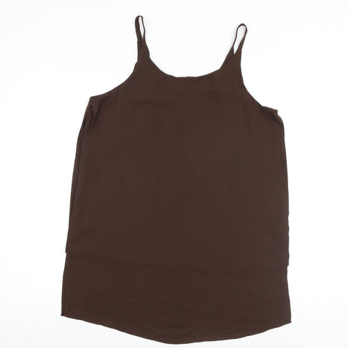 Dorothy Perkins Womens Brown Polyester Basic Tank Size 14 V-Neck