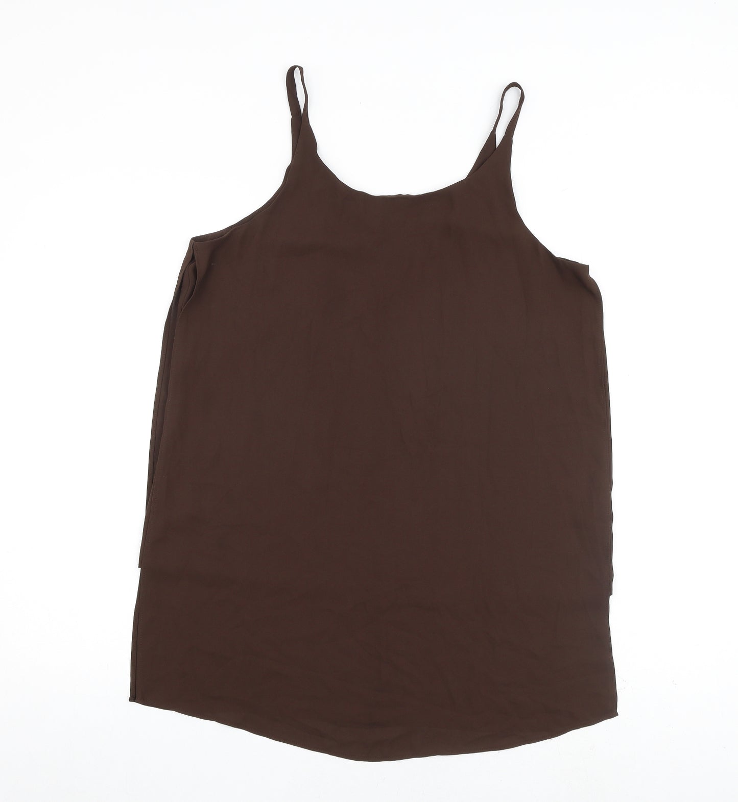 Dorothy Perkins Womens Brown Polyester Basic Tank Size 14 V-Neck