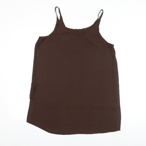 Dorothy Perkins Womens Brown Polyester Basic Tank Size 14 V-Neck