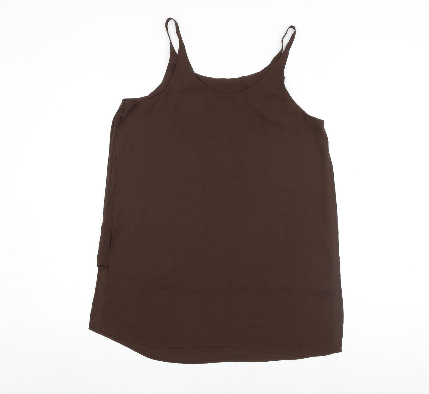 Dorothy Perkins Womens Brown Polyester Basic Tank Size 14 V-Neck