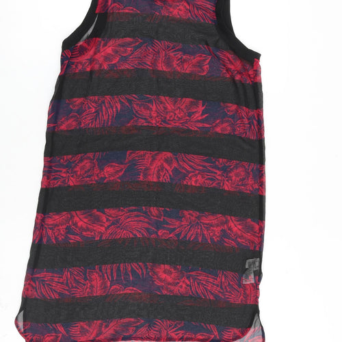NEXT Womens Black Floral Polyester A-Line Size 6 Round Neck Pullover