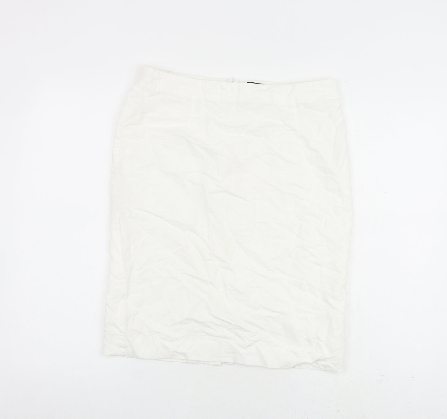 Jaeger Womens White Linen A-Line Skirt Size 12 Zip
