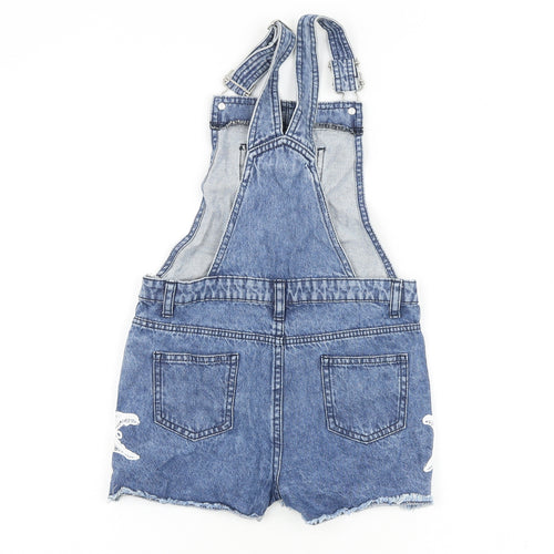 Denim & Co. Girls Blue 100% Cotton Dungaree One-Piece Size 9-10 Years Buckle