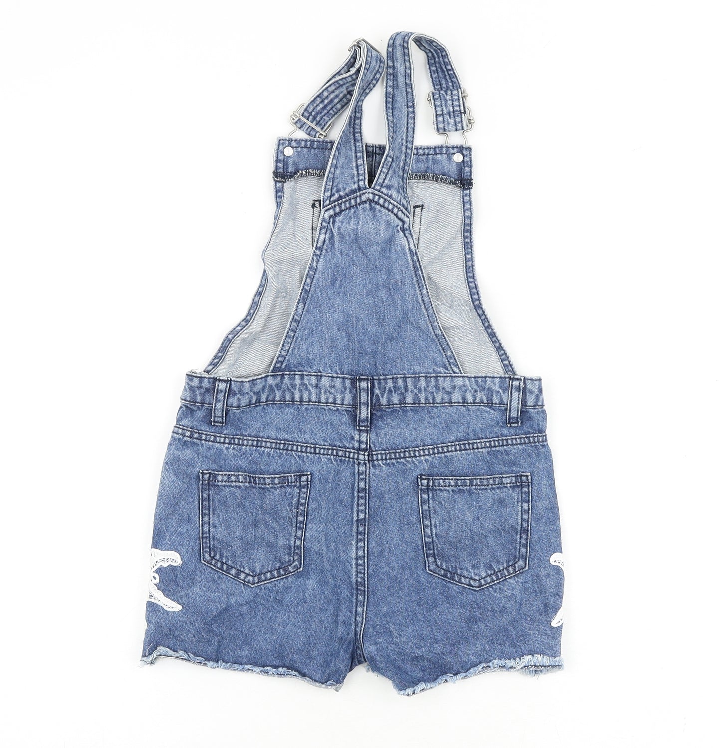 Denim & Co. Girls Blue 100% Cotton Dungaree One-Piece Size 9-10 Years Buckle