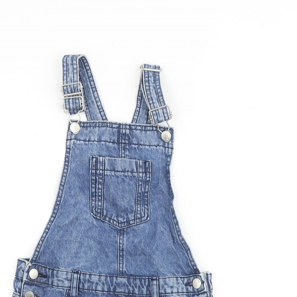 Denim & Co. Girls Blue 100% Cotton Dungaree One-Piece Size 9-10 Years Buckle