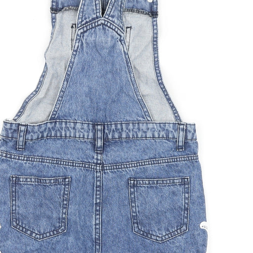 Denim & Co. Girls Blue 100% Cotton Dungaree One-Piece Size 9-10 Years Buckle