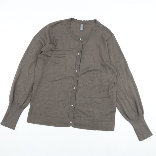 CULTURE Womens Grey Round Neck Viscose Cardigan Jumper Size M